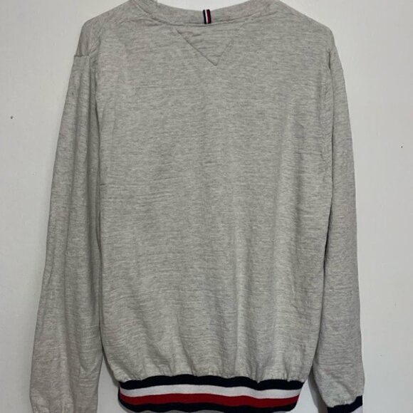 Vintage 90s/Y2K Tommy Hilfiger Long Sleeve Top Gray Red White Stripe - Picture 3 of 6